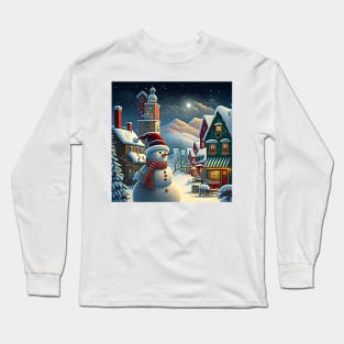 Christmas Town - Cartoon Snowman Long Sleeve T-Shirt